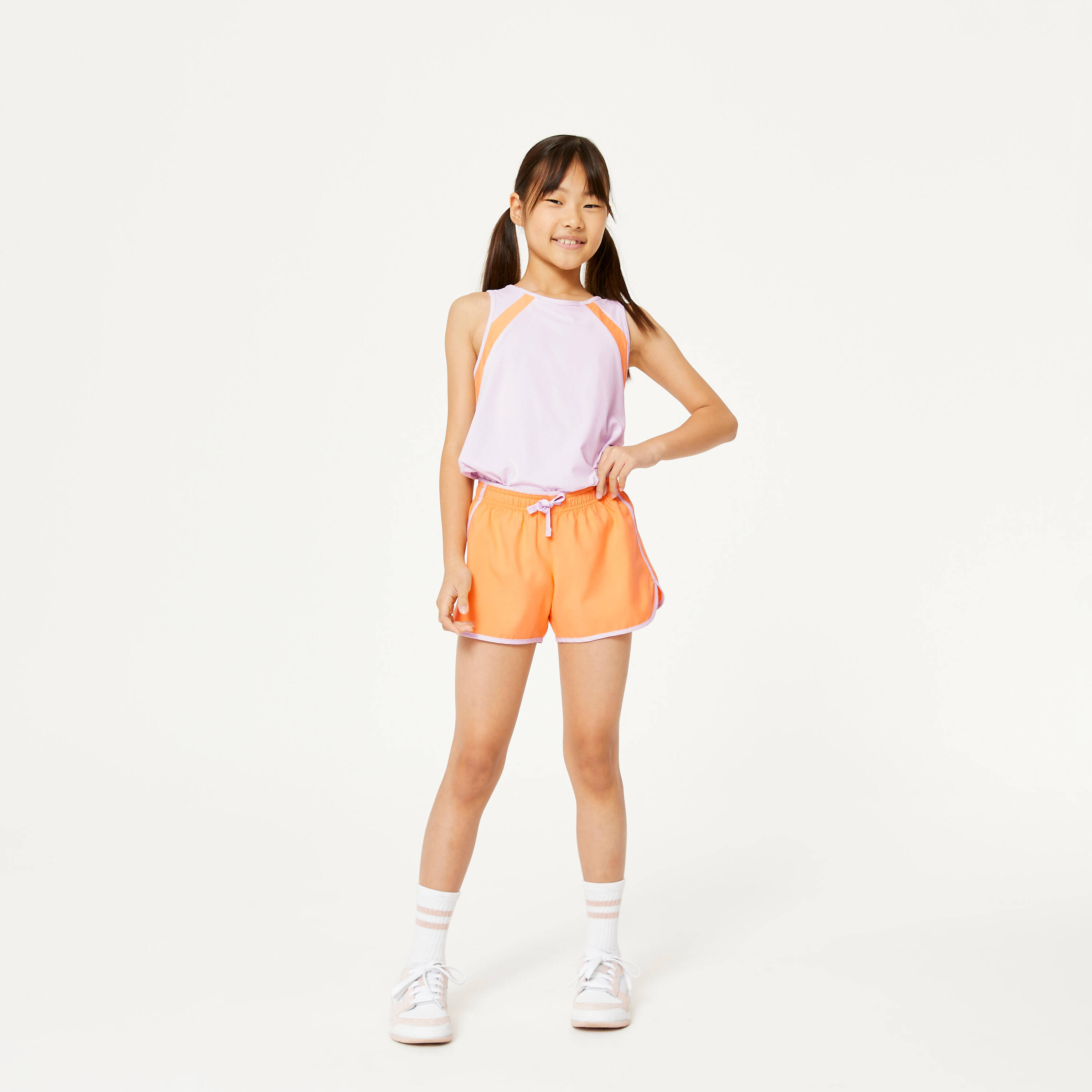 Girls' Breathable Multisport Shorts - Orange/Mauve -  2