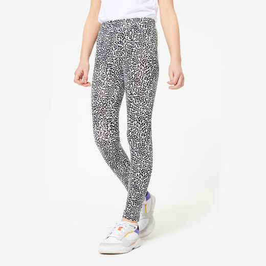 
      Girls' Cotton Leggings - Black/White Print
  