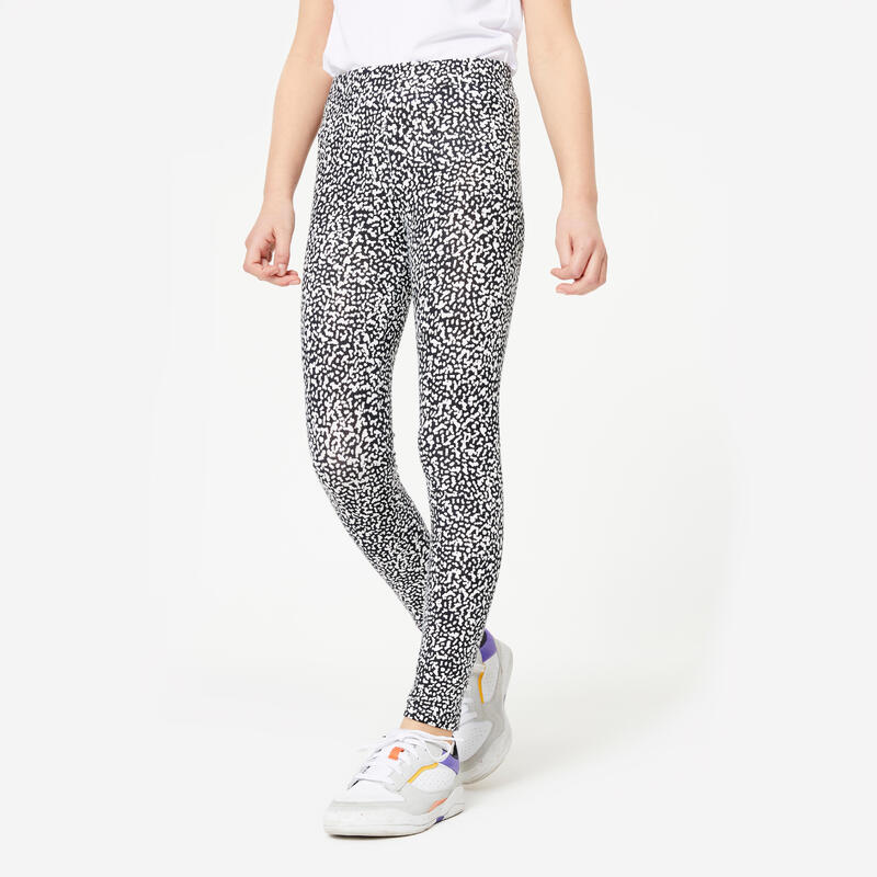 Legging voor gym meisjes katoen zwart en wit