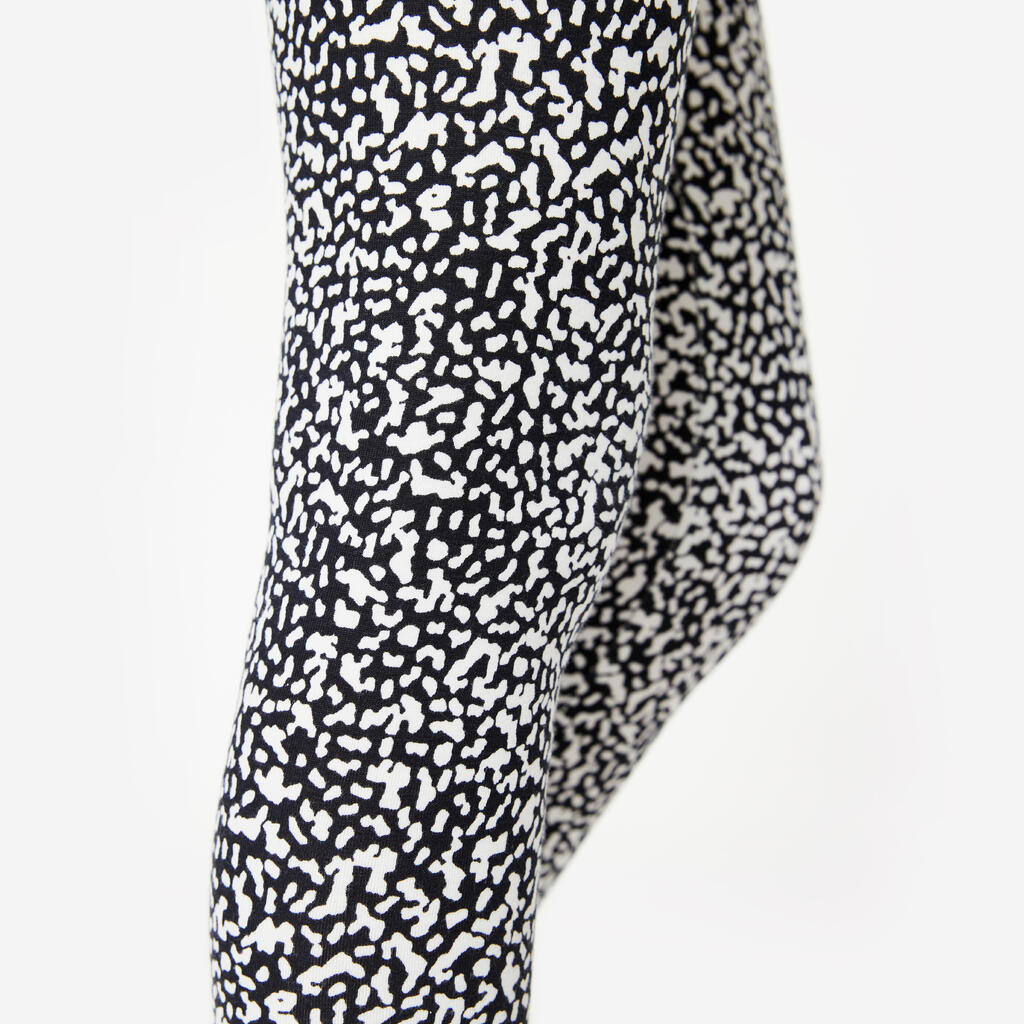 Legging en coton fille, imprimé noir et blanc