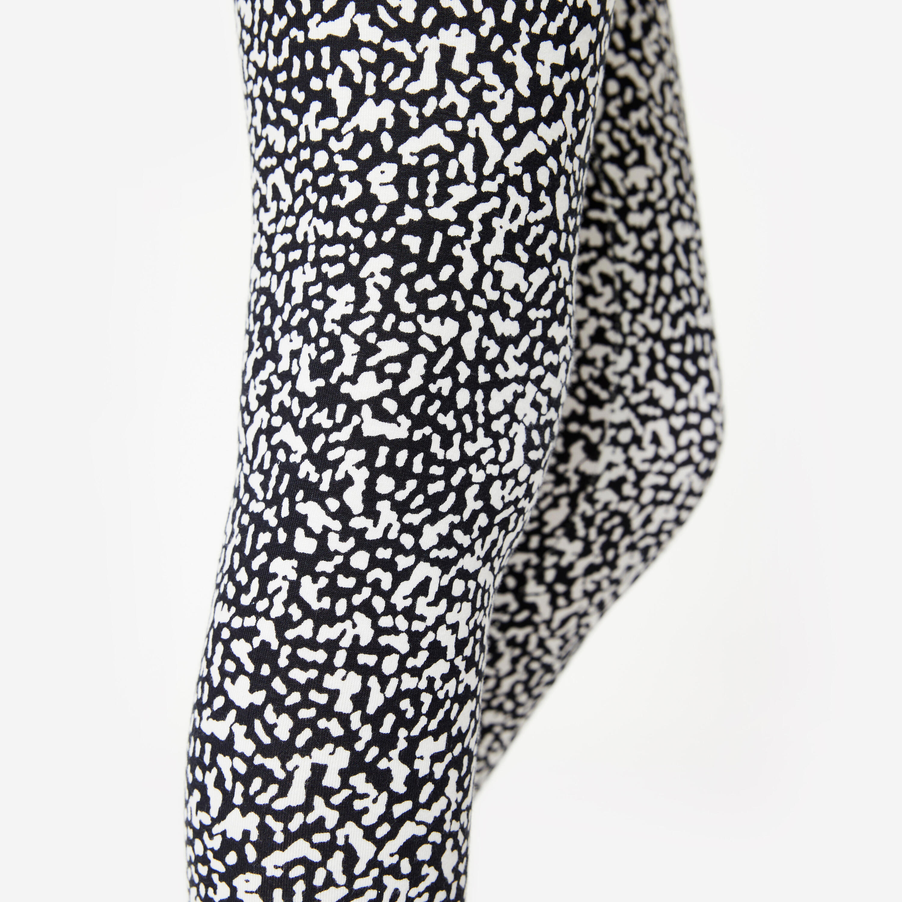 Legging en coton fille, imprimé noir et blanc 3/6
