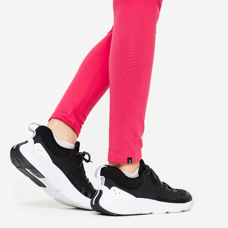 Leggings bambina ginnastica S 500 traspiranti vita alta rosa