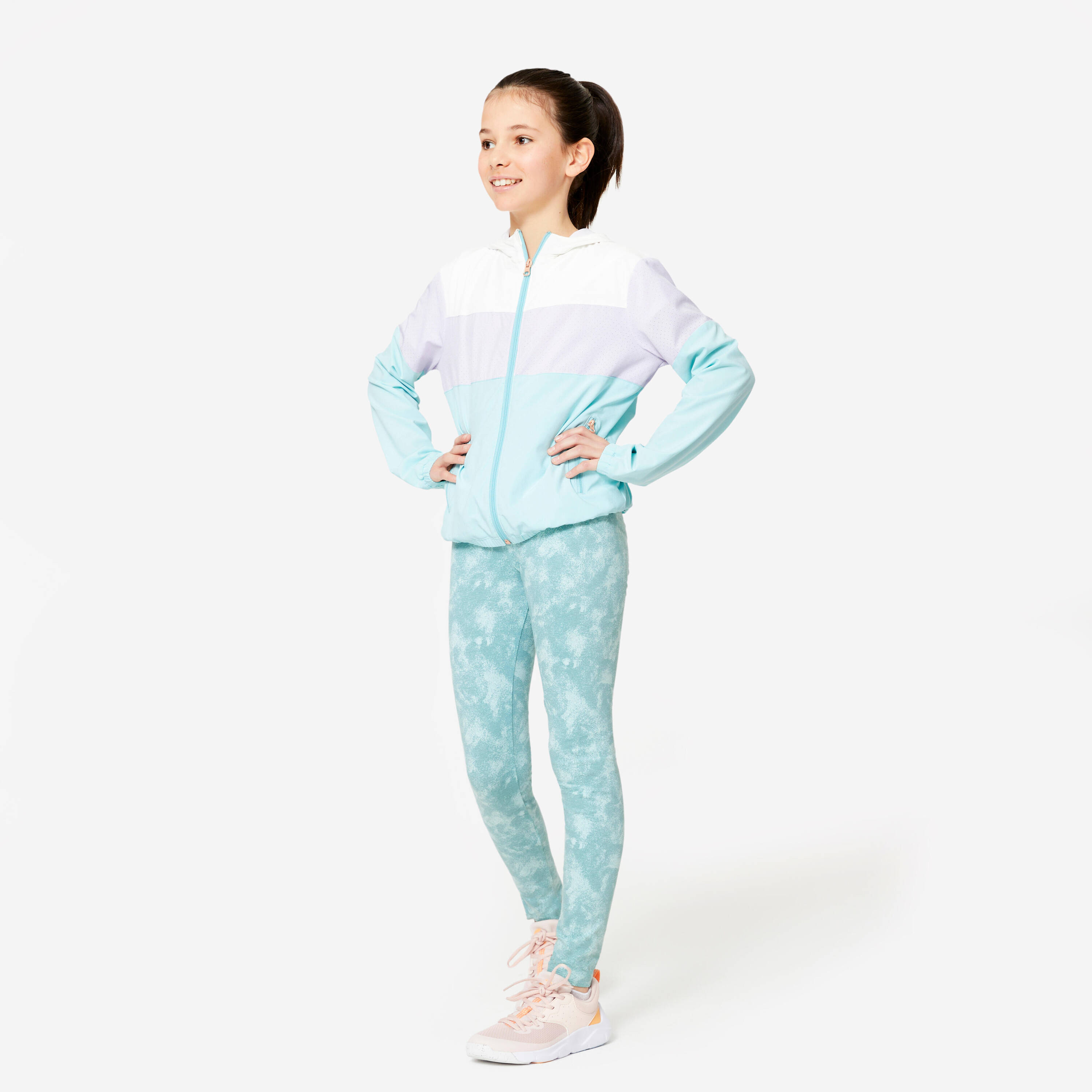 Girl's Cotton Leggings 500 - Khaki Print -  2