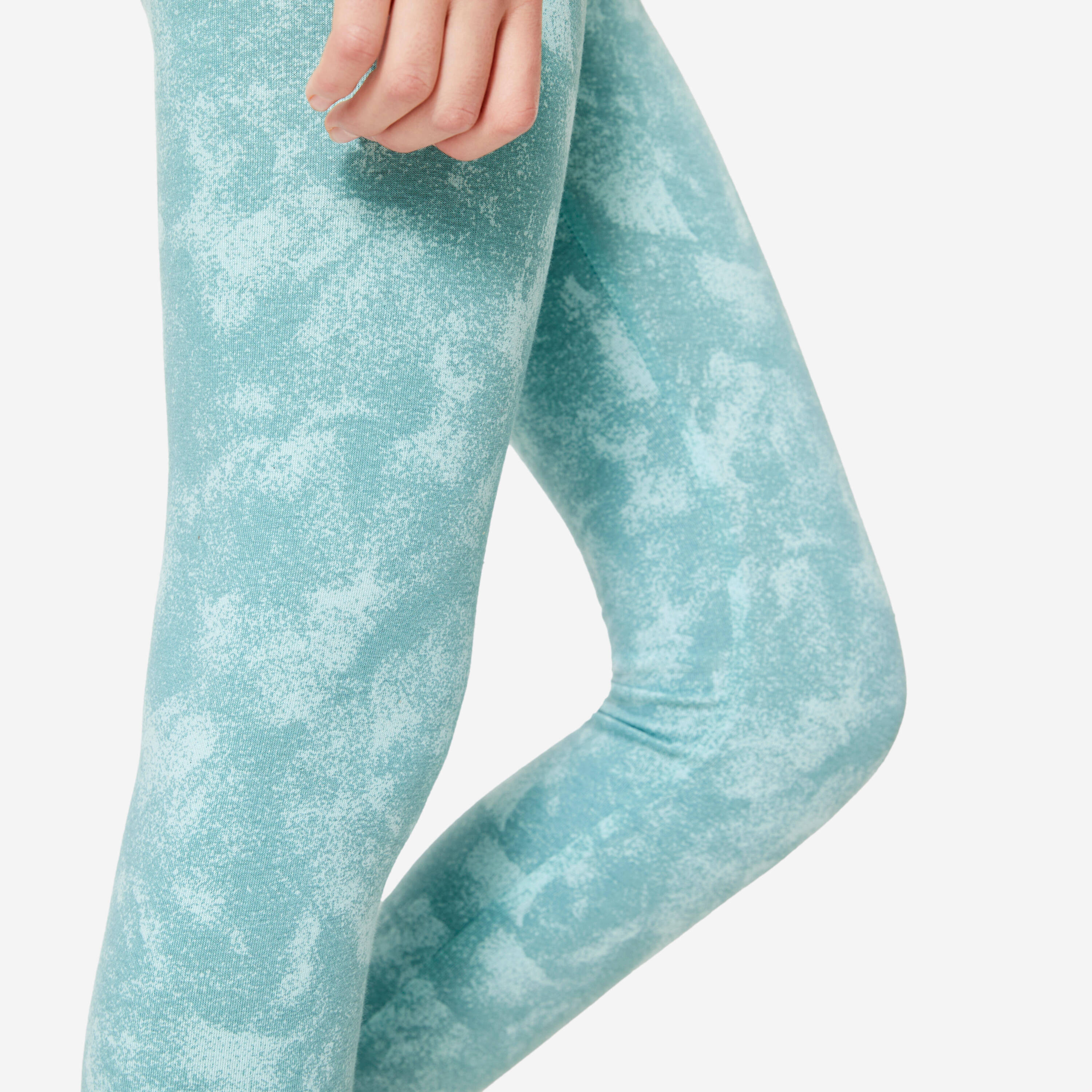 Girl's Cotton Leggings 500 - Khaki Print -  3