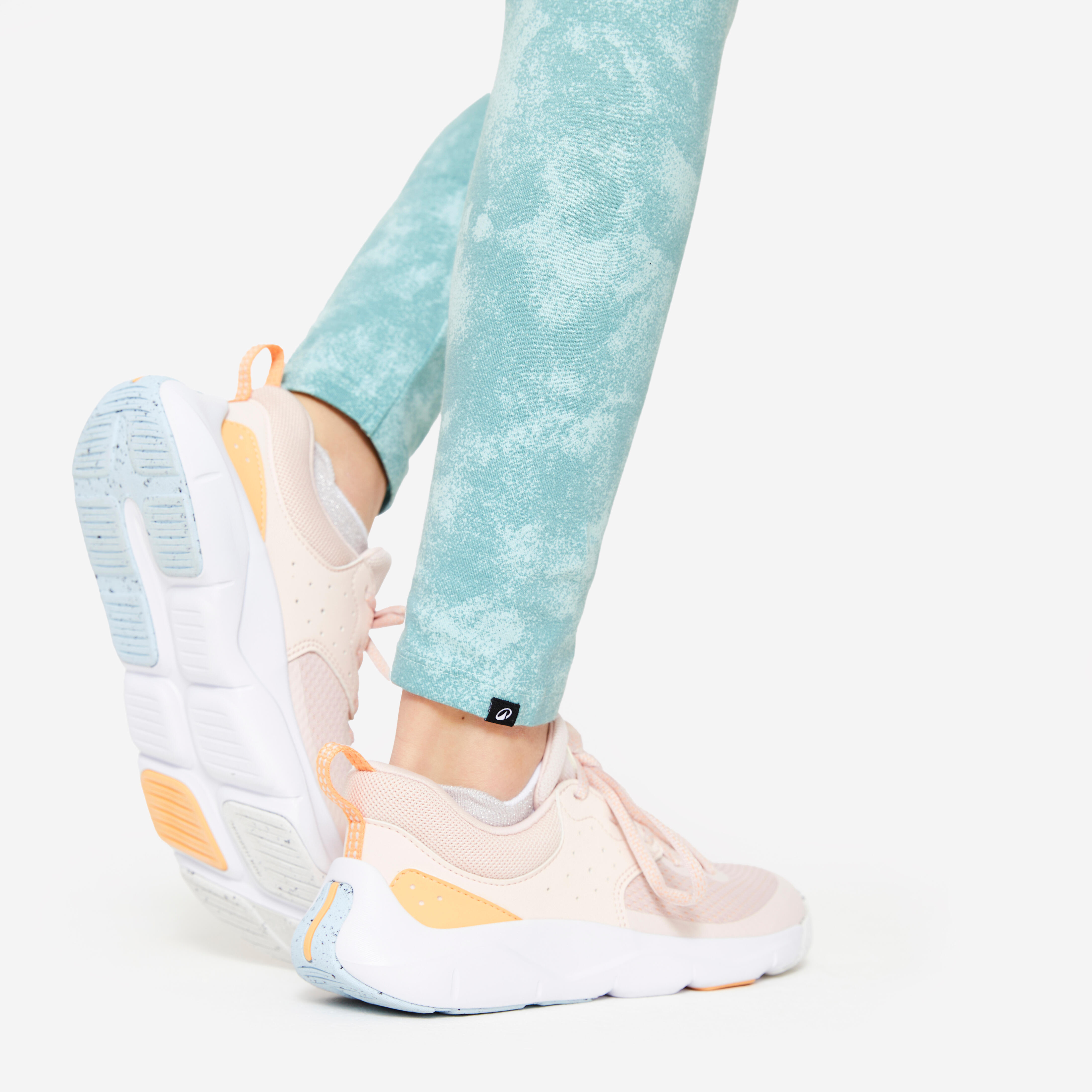 Girl's Cotton Leggings 500 - Khaki Print