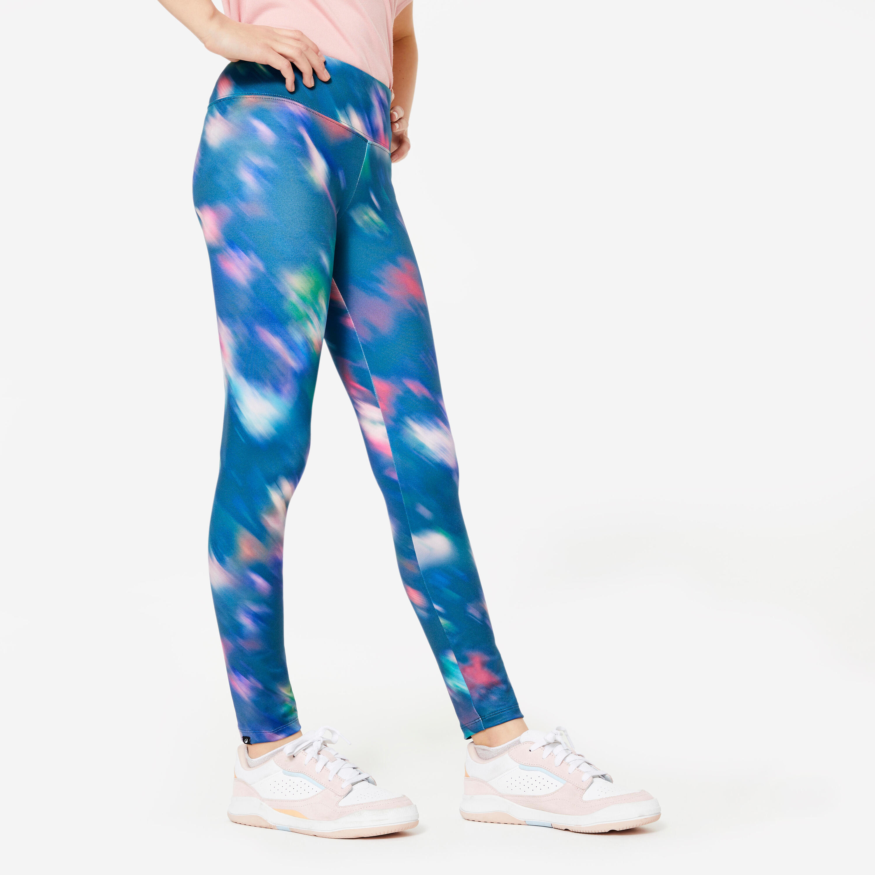 DECATHLON Ademende legging voor meisjes veelkleurige print