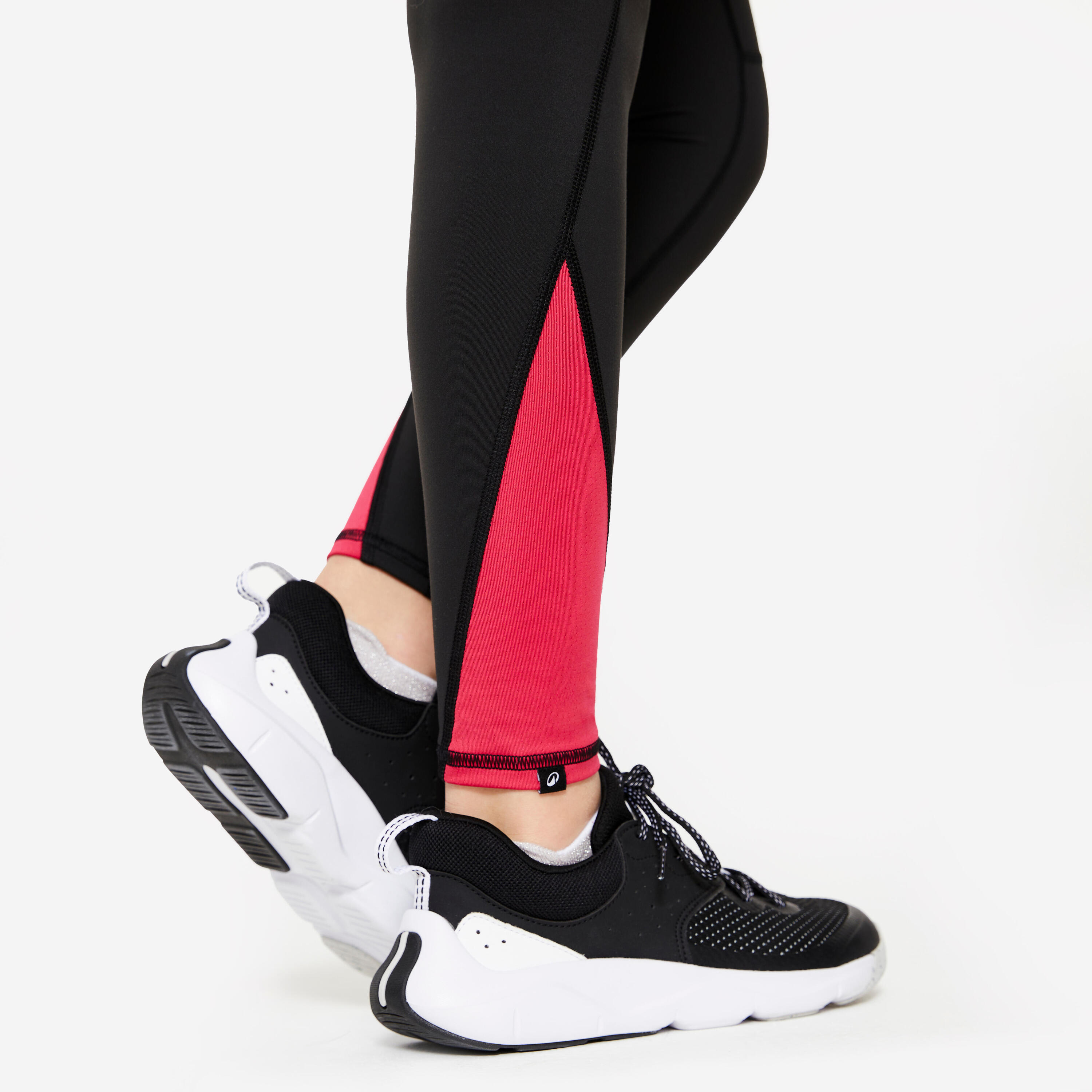 Leggings bambina ginnastica S 500 traspiranti vita alta neri 6/12