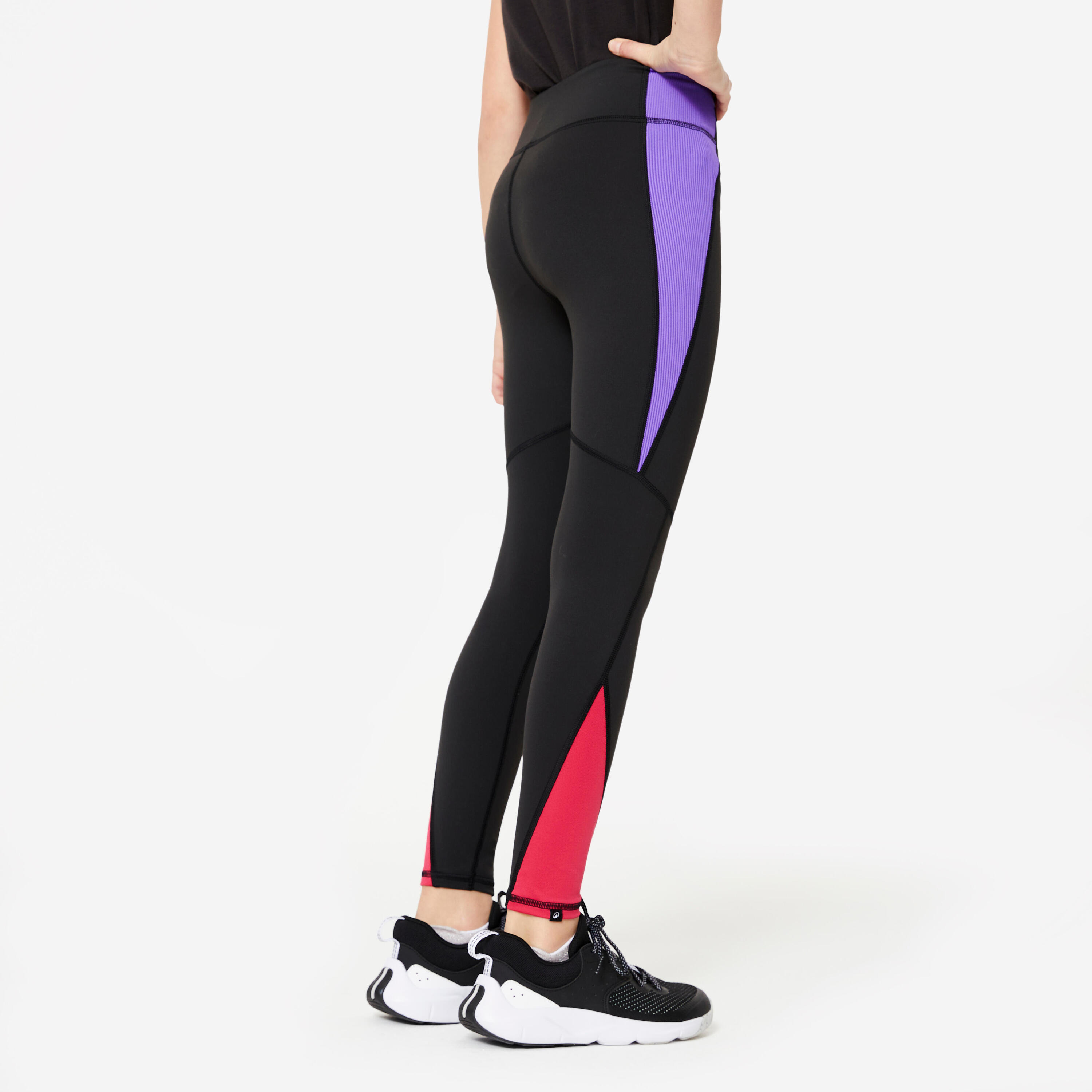 Leggings bambina ginnastica S 500 traspiranti vita alta neri 4/12