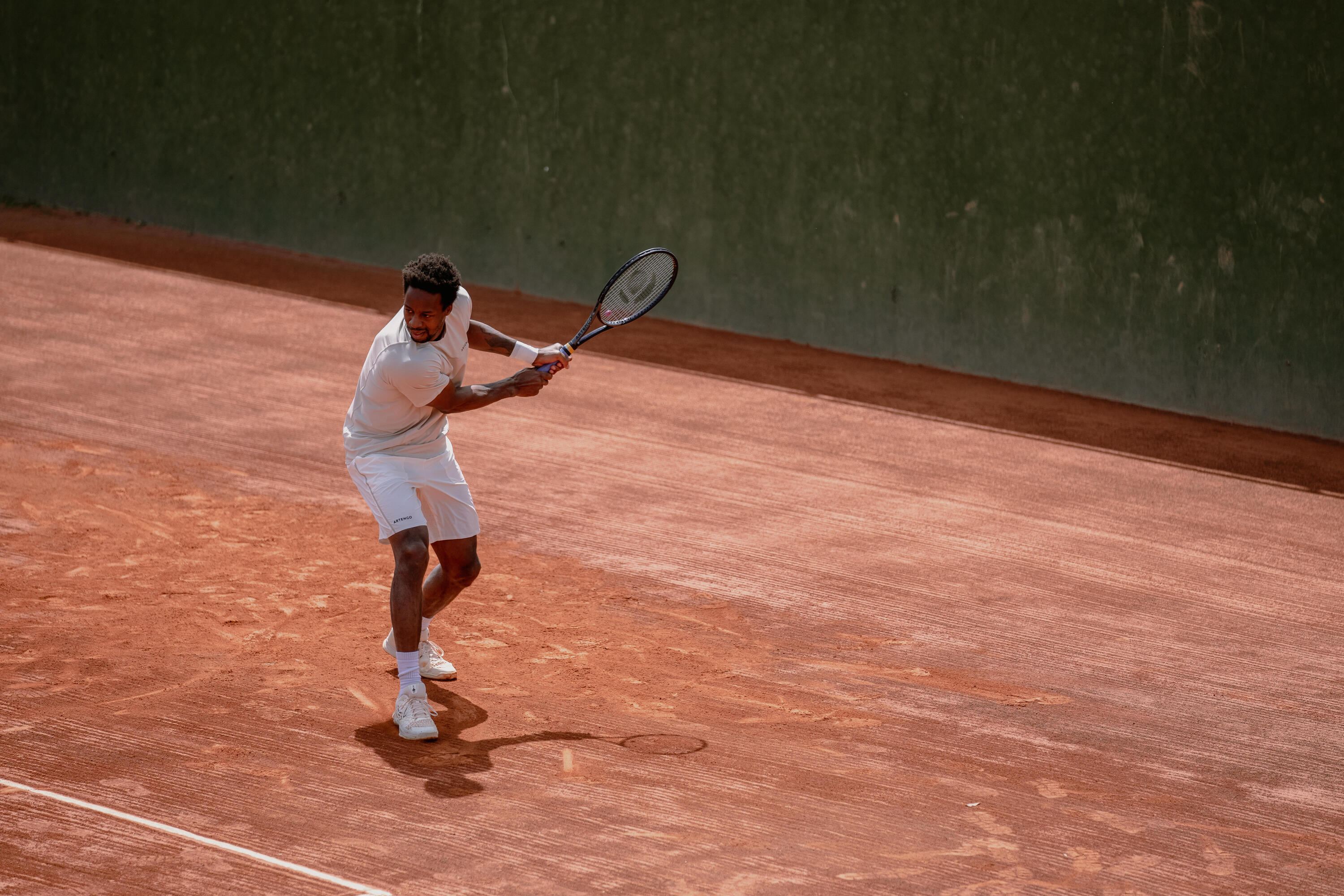 Playera de tenis de manga corta beige para hombre Artengo Dry Gaël Monfils 9/19