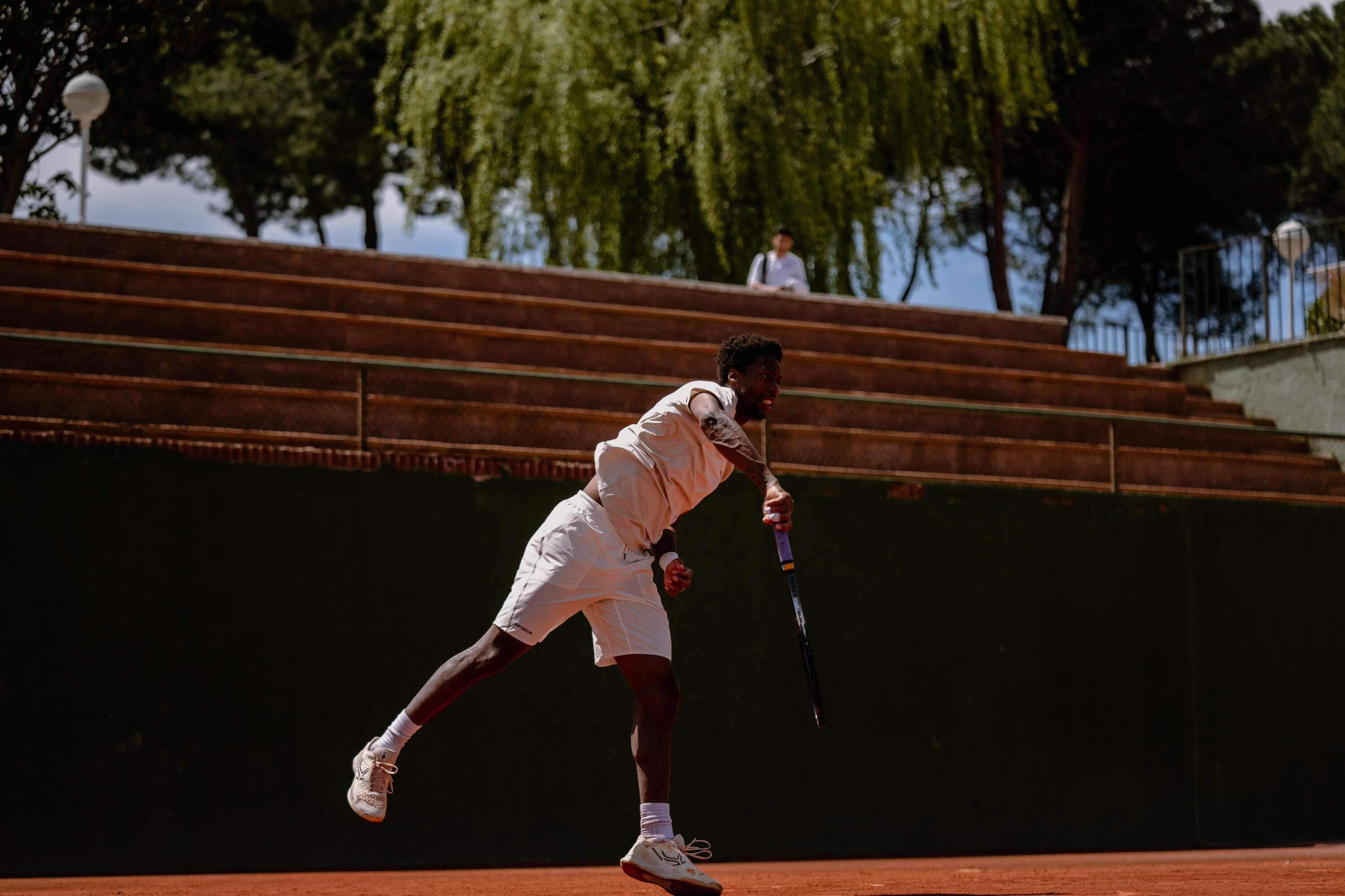 Playera de tenis de manga corta beige para hombre Artengo Dry Gaël Monfils 10/19