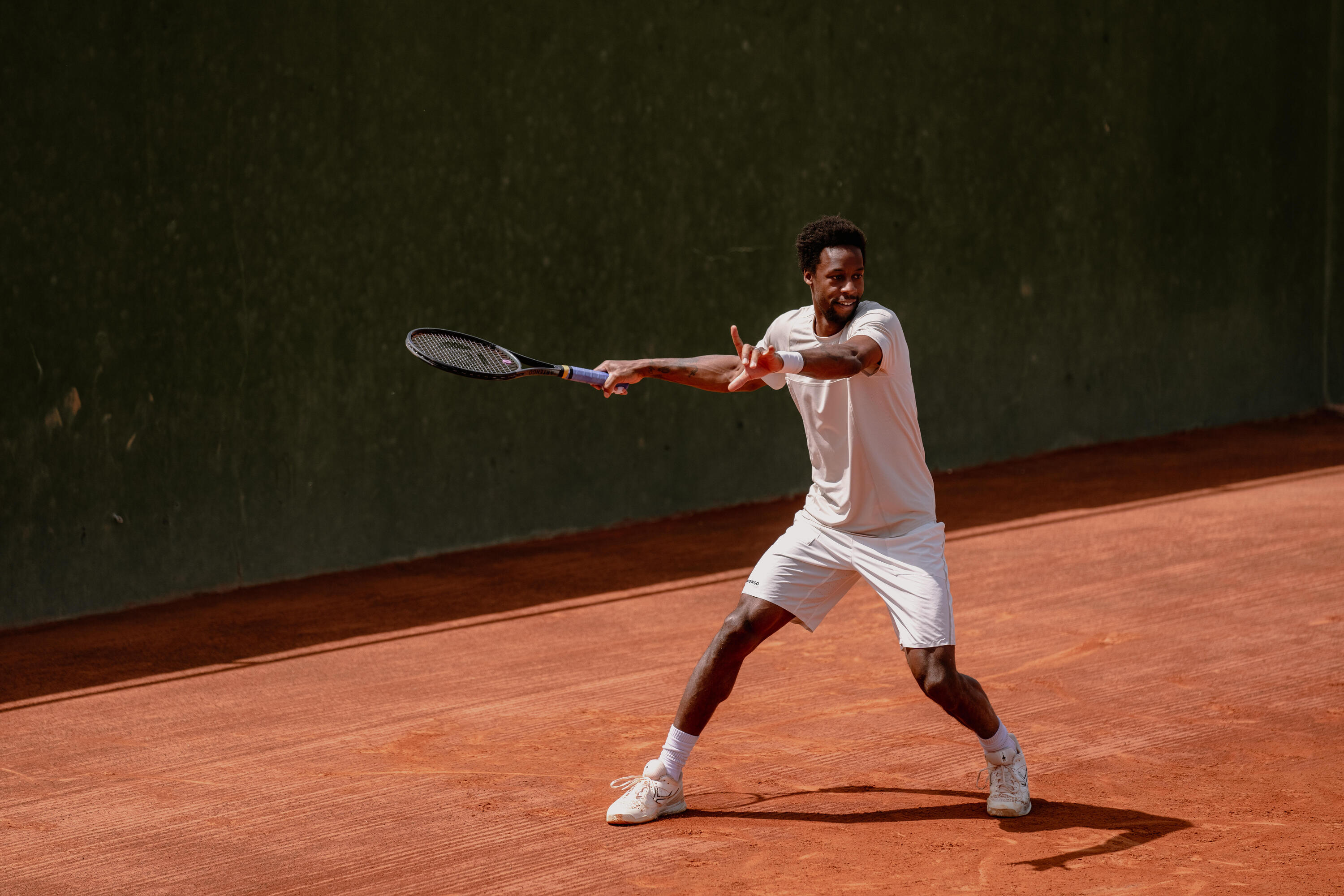 Playera de tenis de manga corta beige para hombre Artengo Dry Gaël Monfils 11/19