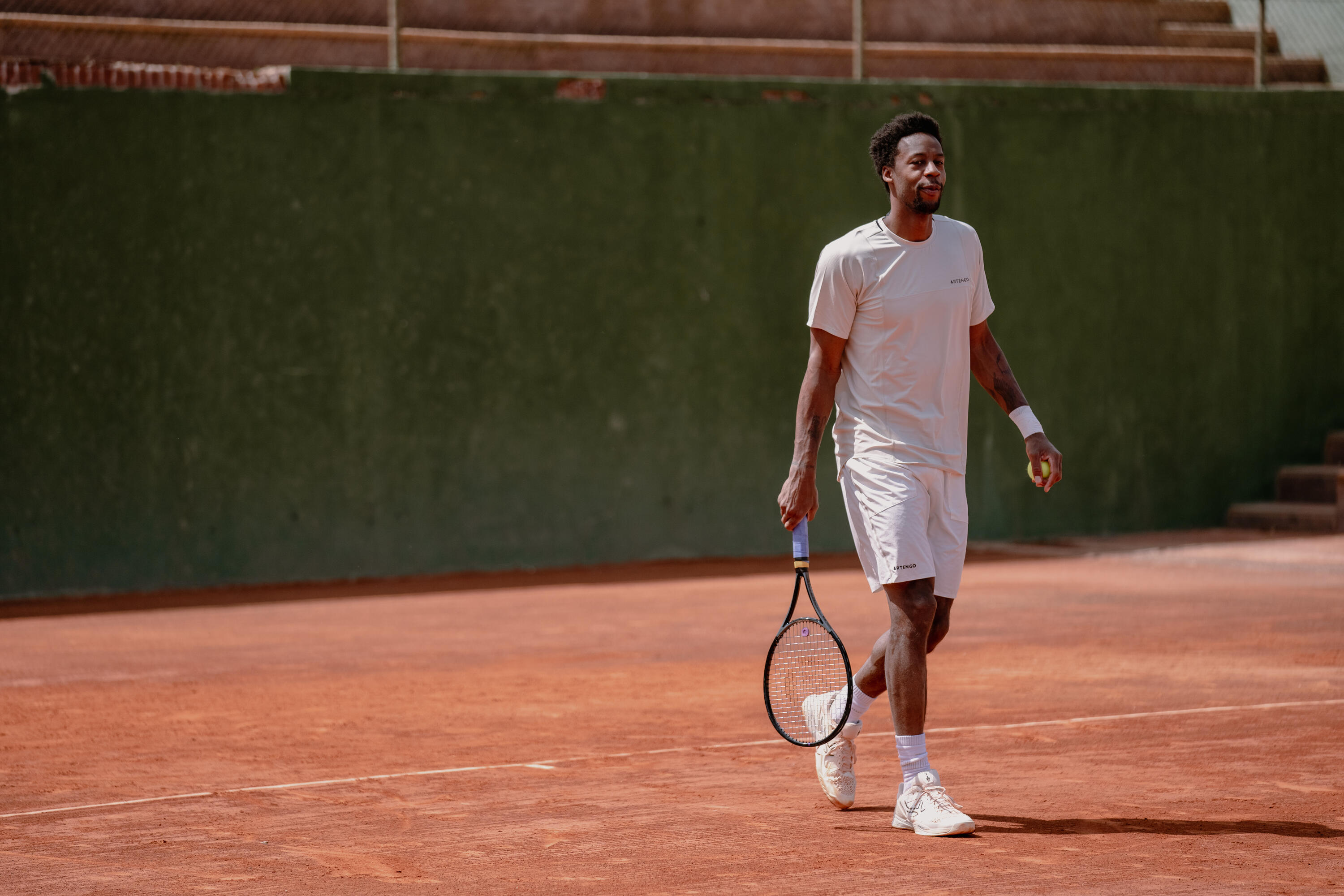 Playera de tenis de manga corta beige para hombre Artengo Dry Gaël Monfils 15/19