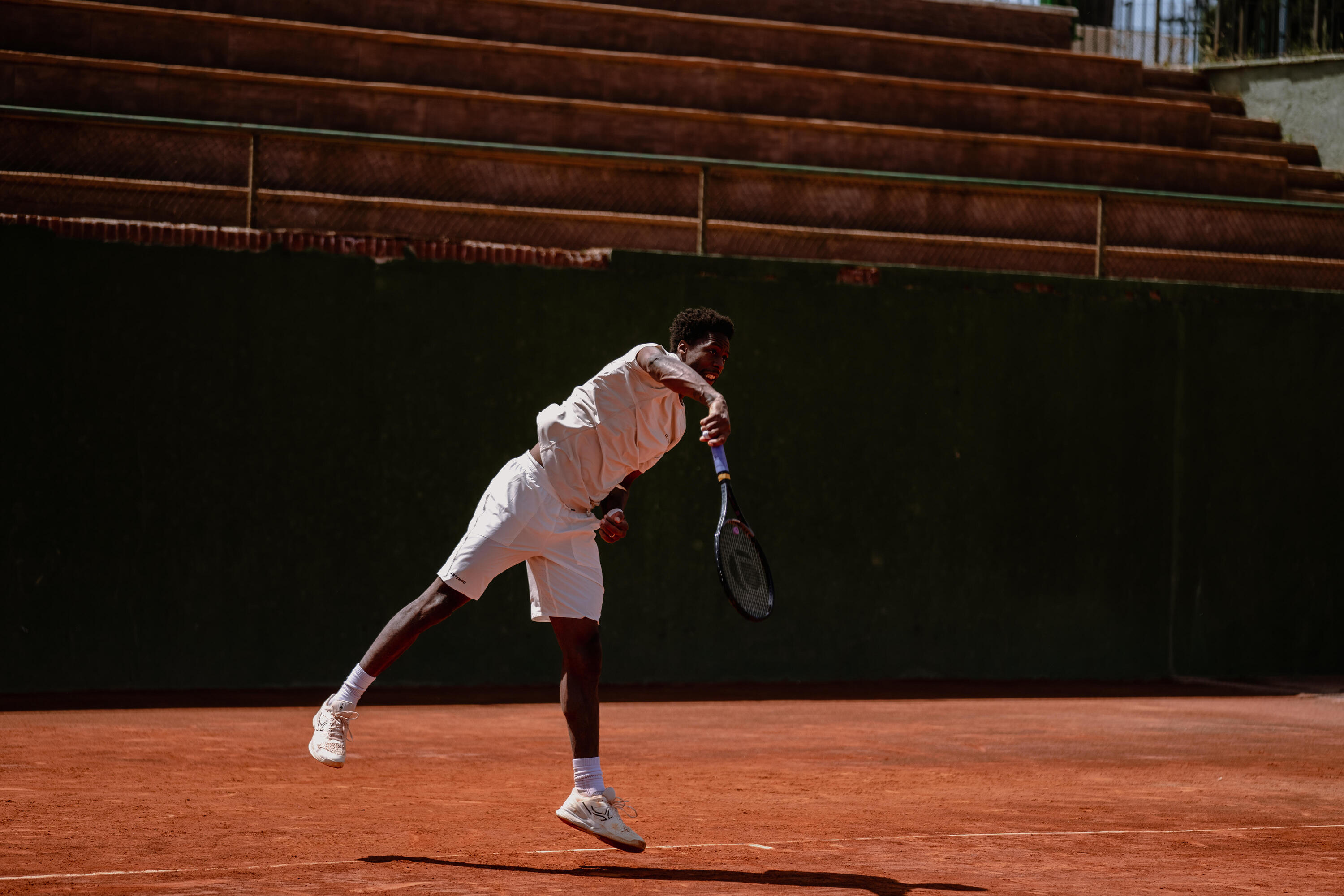 Playera de tenis de manga corta beige para hombre Artengo Dry Gaël Monfils 17/19