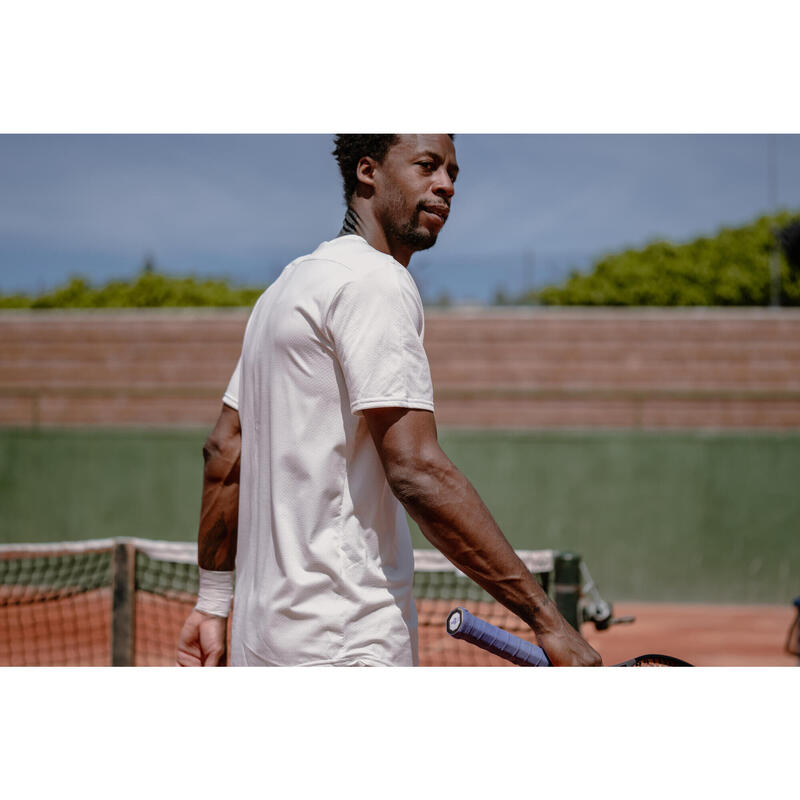 Camiseta tenis manga corta hombre - Artengo DRY Matter of Lines Greige