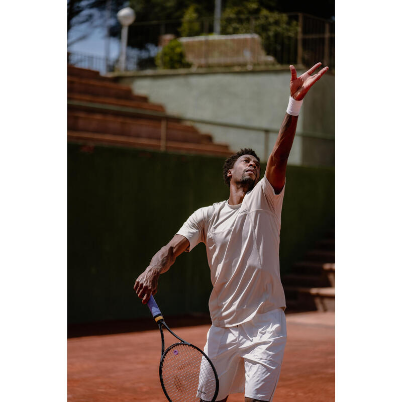 Men's Short-Sleeved Tennis T-Shirt Dry Gaël Monfils - Beige