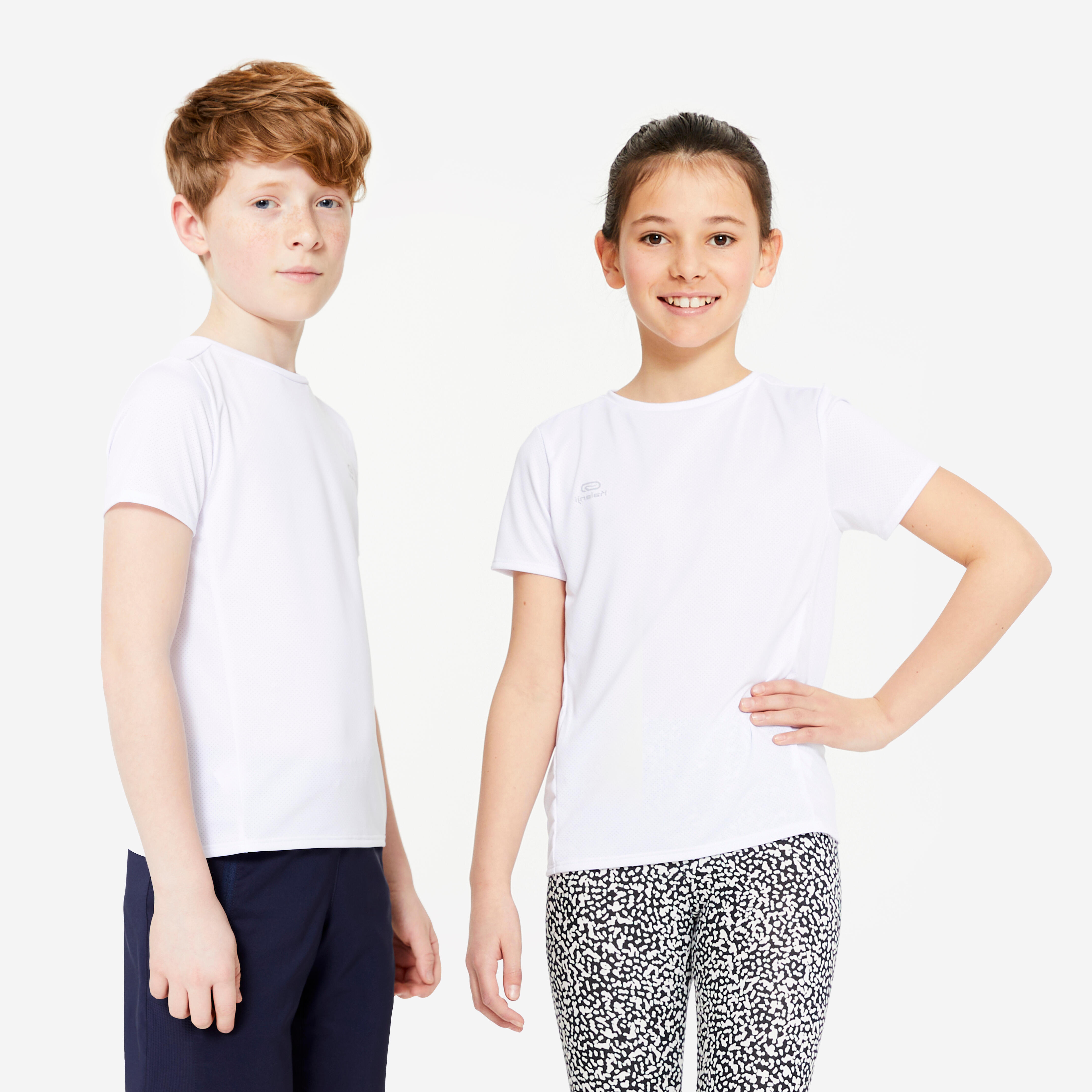 decathlon Kid's Multi-sport Crew Neck Breathable T-Shirt 100 - Ultra White-picture-10