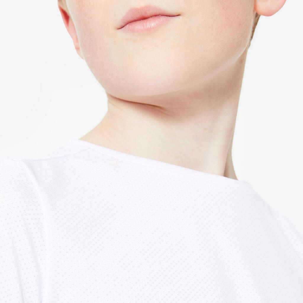 Kids' Breathable Short-Sleeved Athletics T-Shirt AT 100 - White