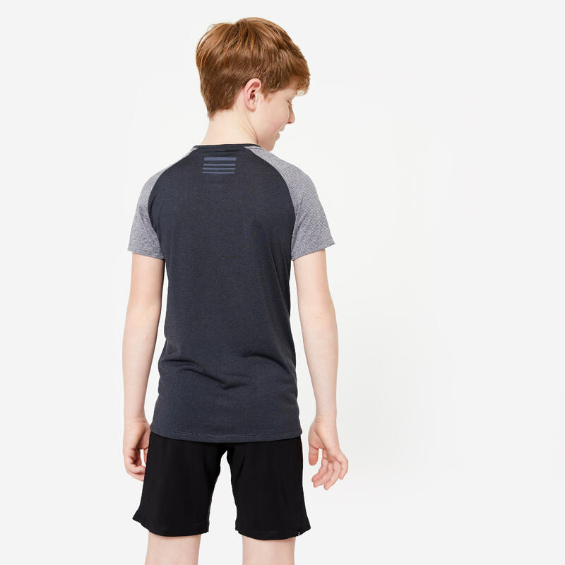 Camiseta gimnasia manga corta transpirable Niños Domyos S580 gris