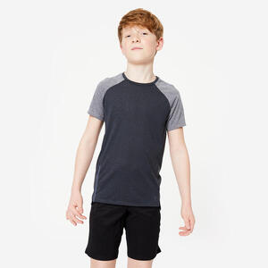 Camiseta gimnasia manga corta transpirable Niños Domyos S580 gris