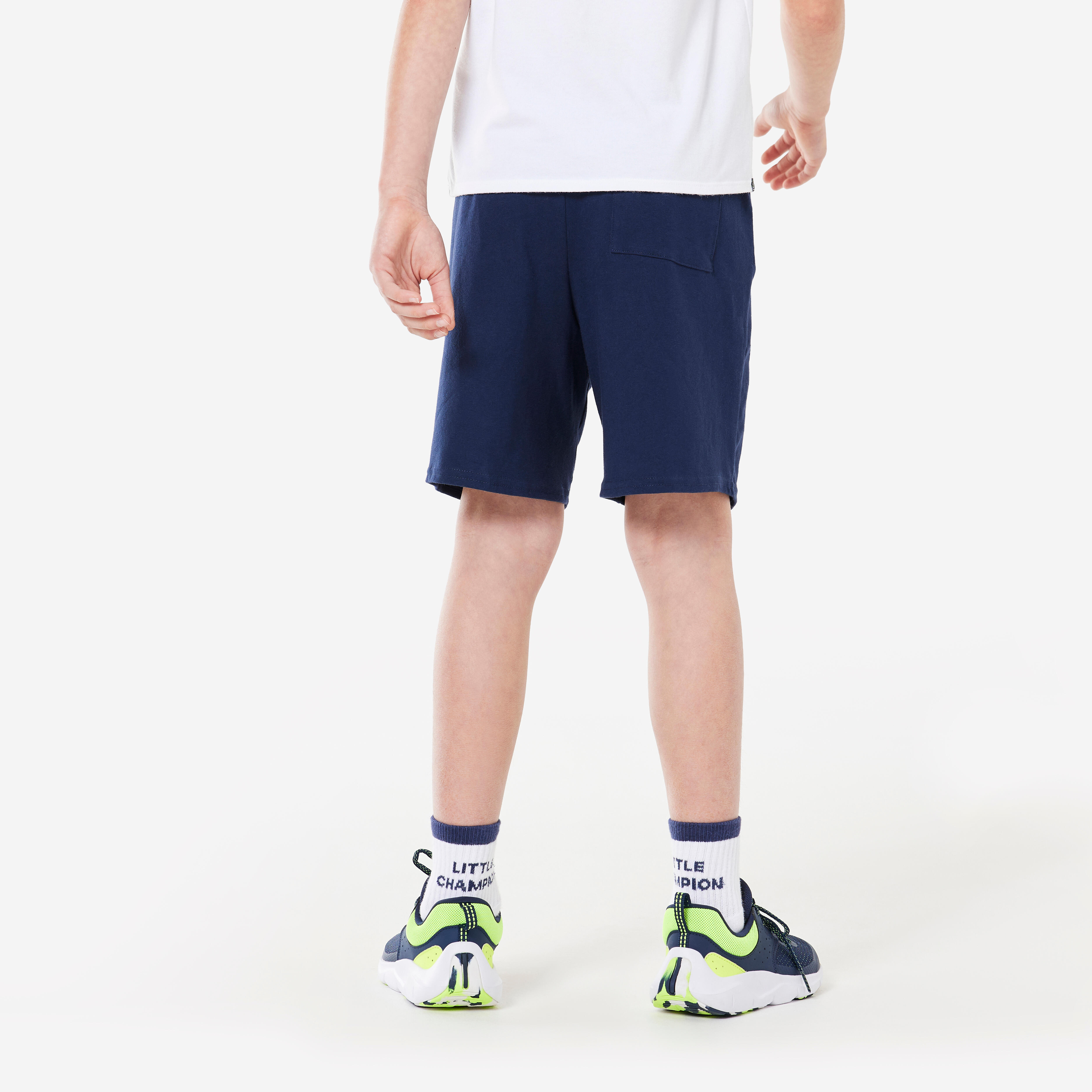 Short basique en coton enfants – 100 bleu marine - DOMYOS
