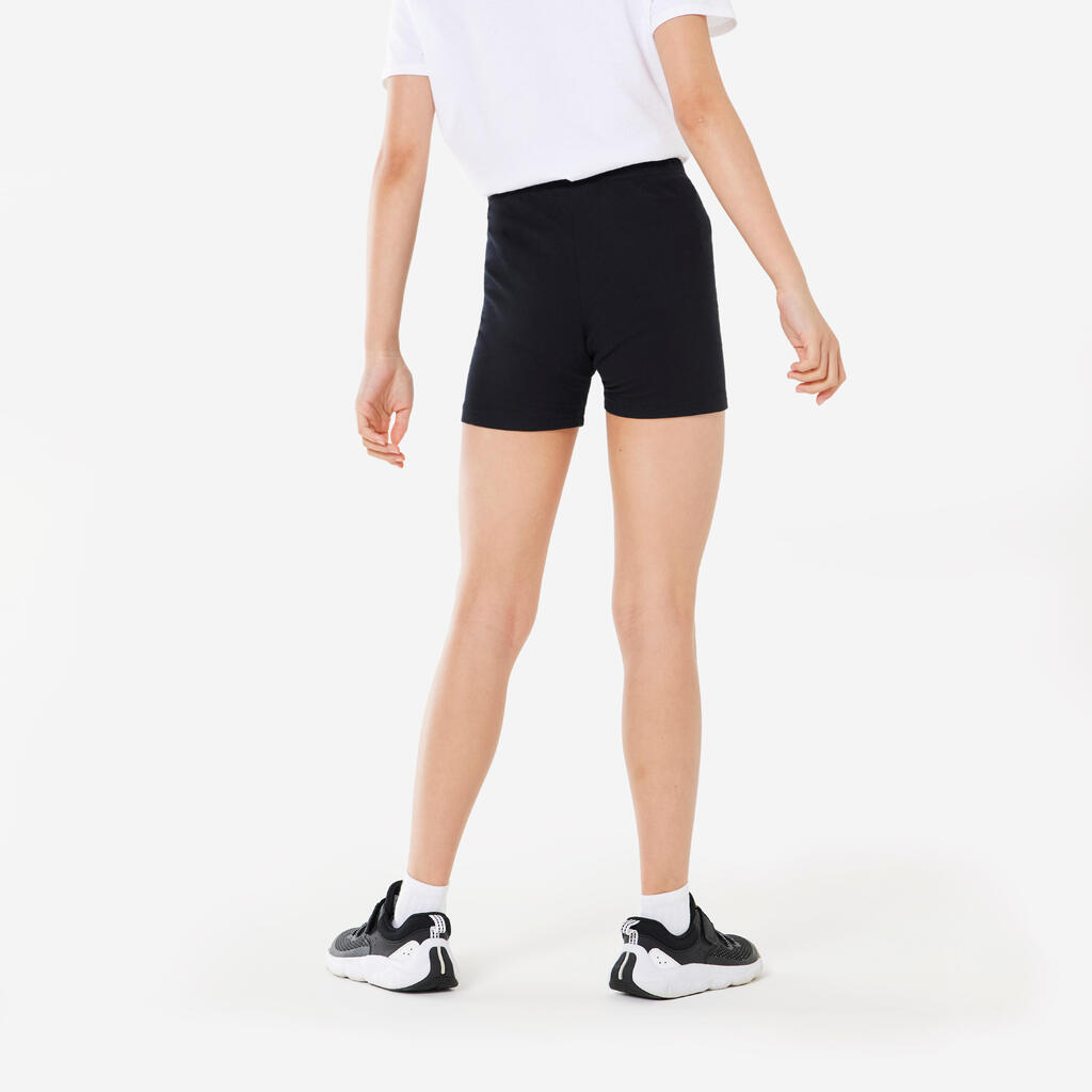 Short multisport court coton fille, noir