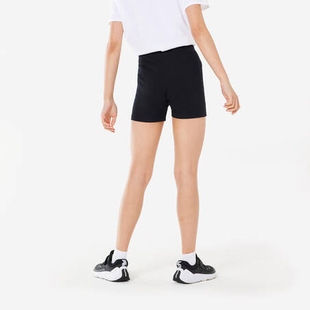 Celana Pendek Olahraga Katun Basic Anak Perempuan - Hitam