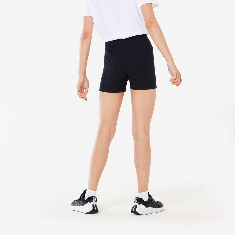 Short multisport court coton fille, noir