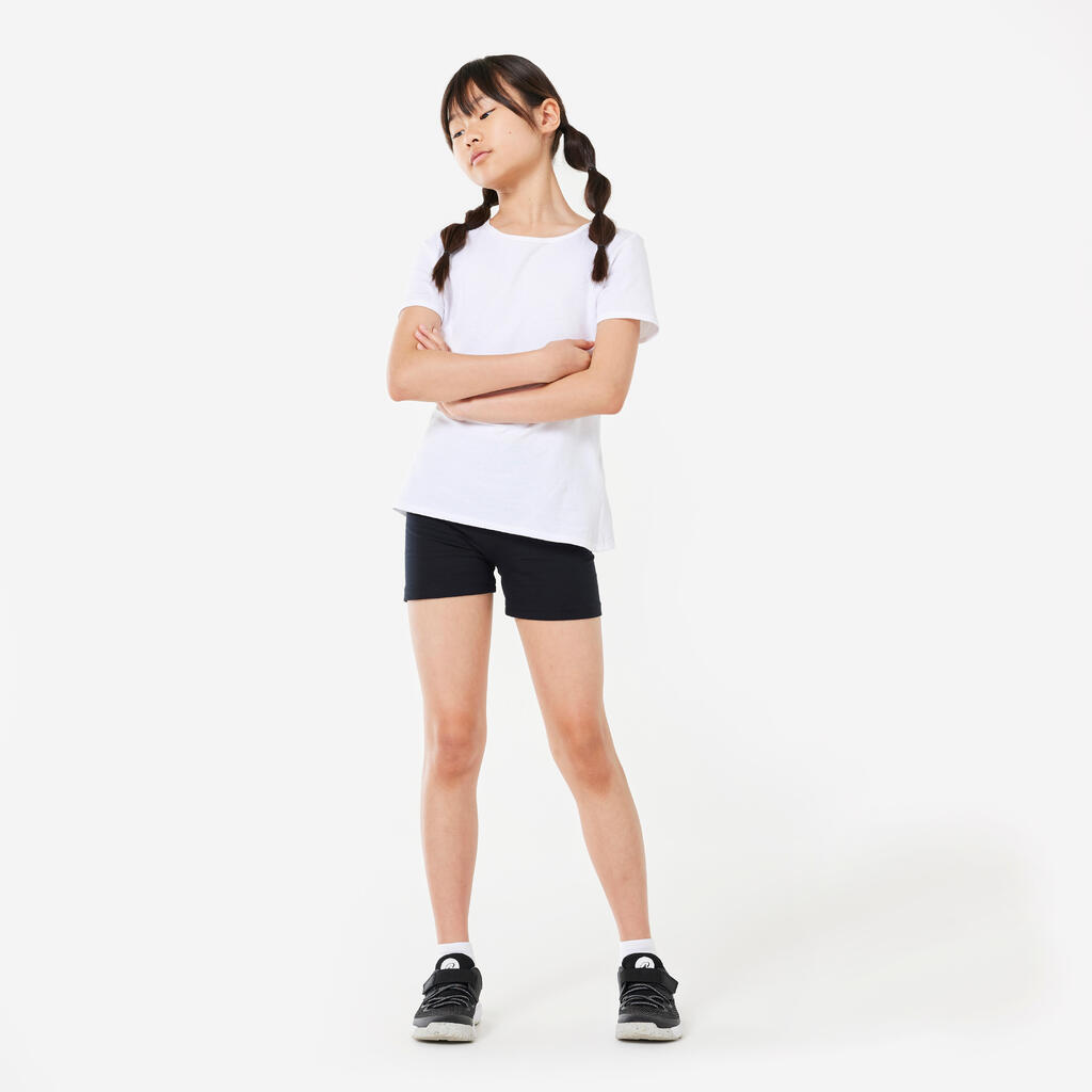 Short multisport court coton fille, noir