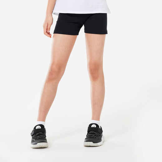 
      Girls' Multisport Short Cotton Shorts - Black
  