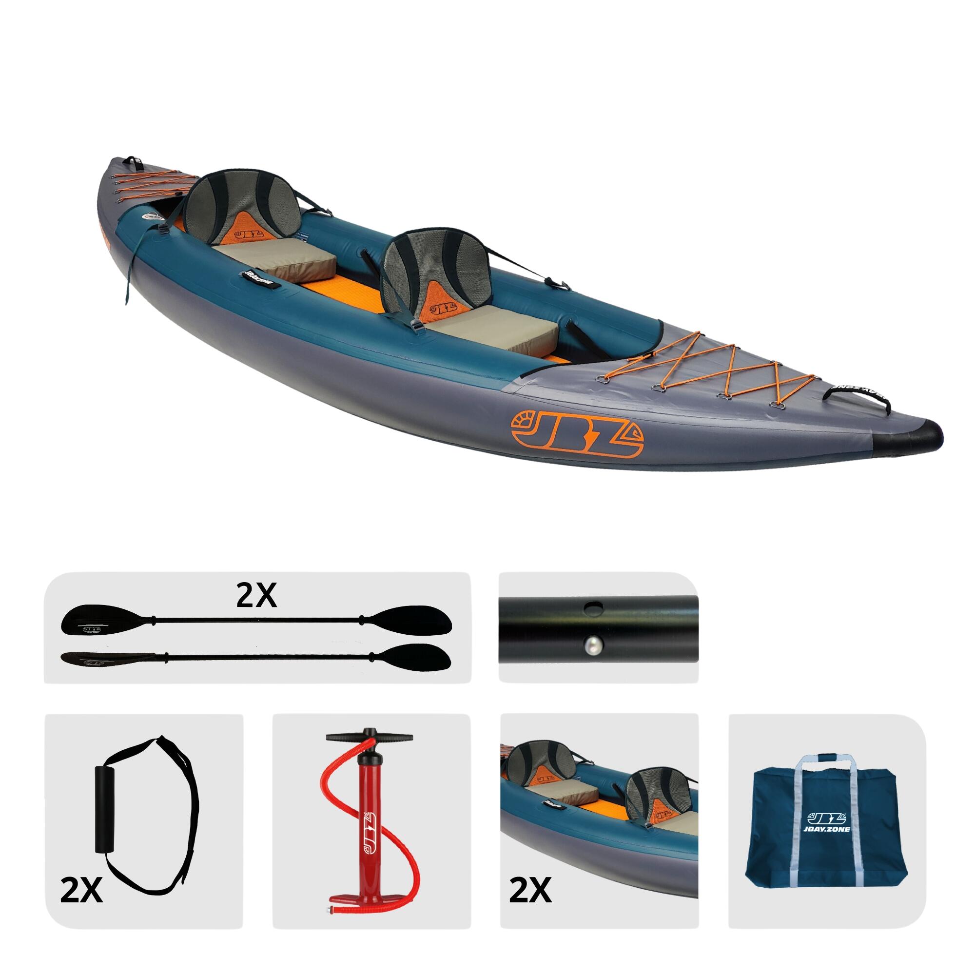 JBAY.ZONE Kayak gonfiabile 2 posti JBay Neon con accessori