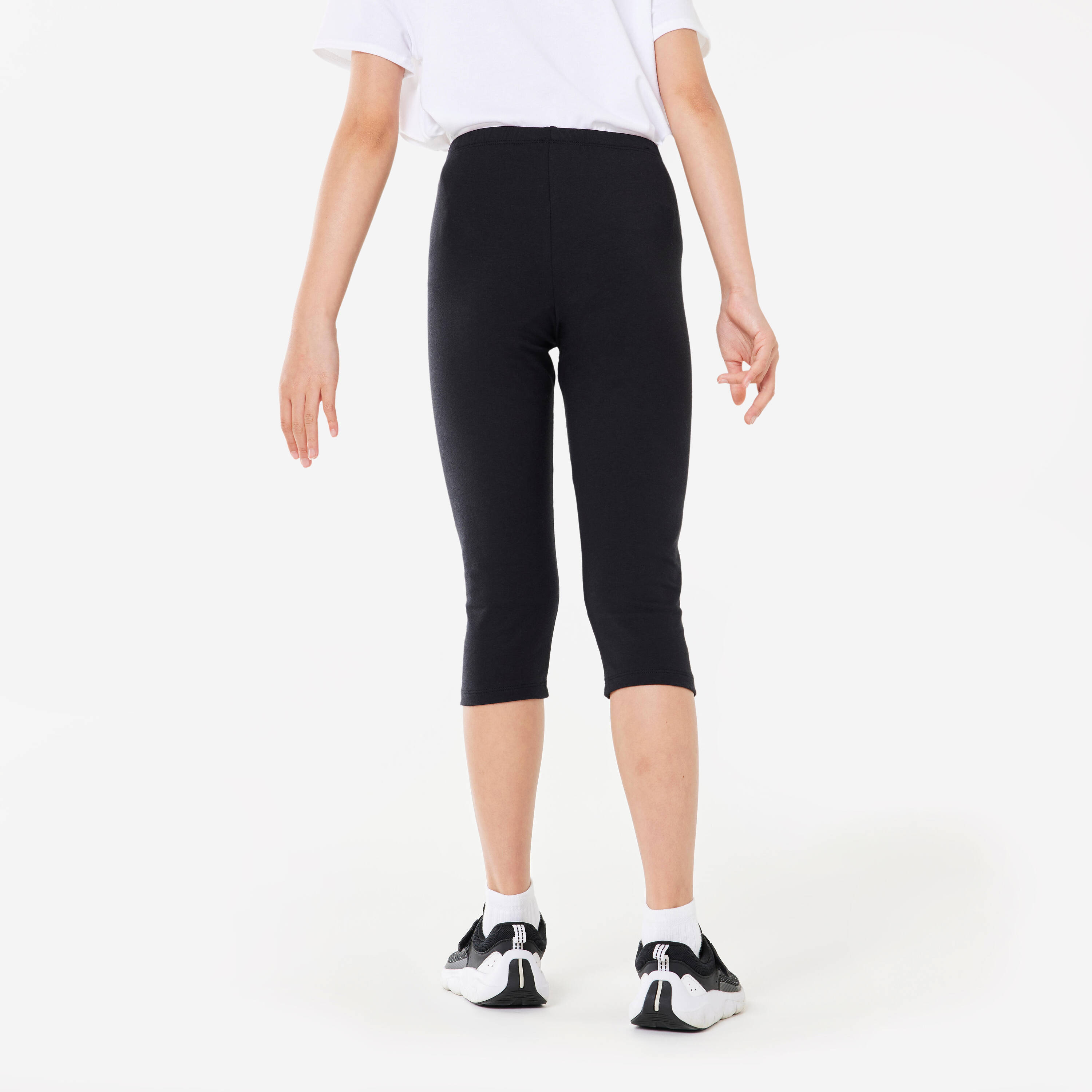 Girls' Basic Cotton Cropped Leggings - Black -  4