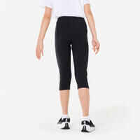 Girls' Basic Cotton Cropped Leggings - Black