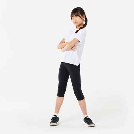 Girls' Basic Cotton Cropped Leggings - Black