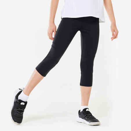 Girls' Breathable Cropped Leggings S500 - Black