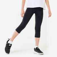 Girls' Breathable Cropped Leggings S500 - Black