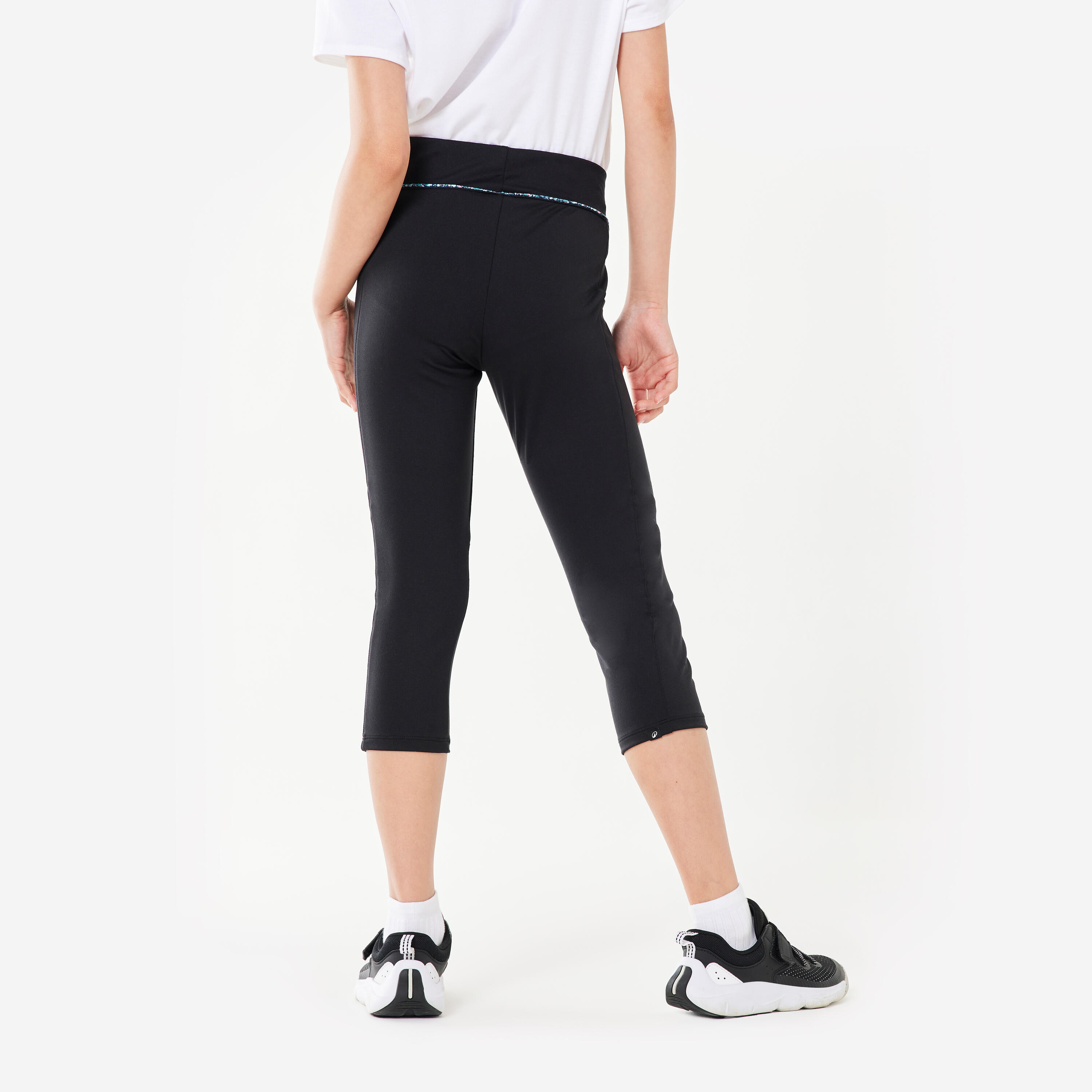 Girls' Breathable Cropped Leggings S500 - Black 4/5