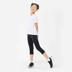 Girls' Breathable Cropped Leggings S500 - Black