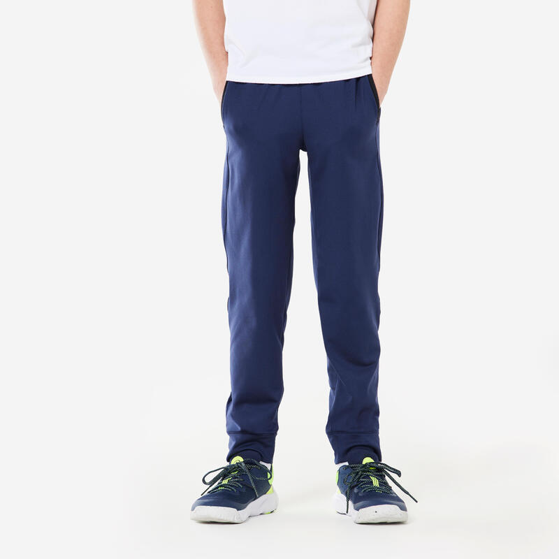 Pantaloni tuta bambino ginnastica S 500 regular fit felpati blu