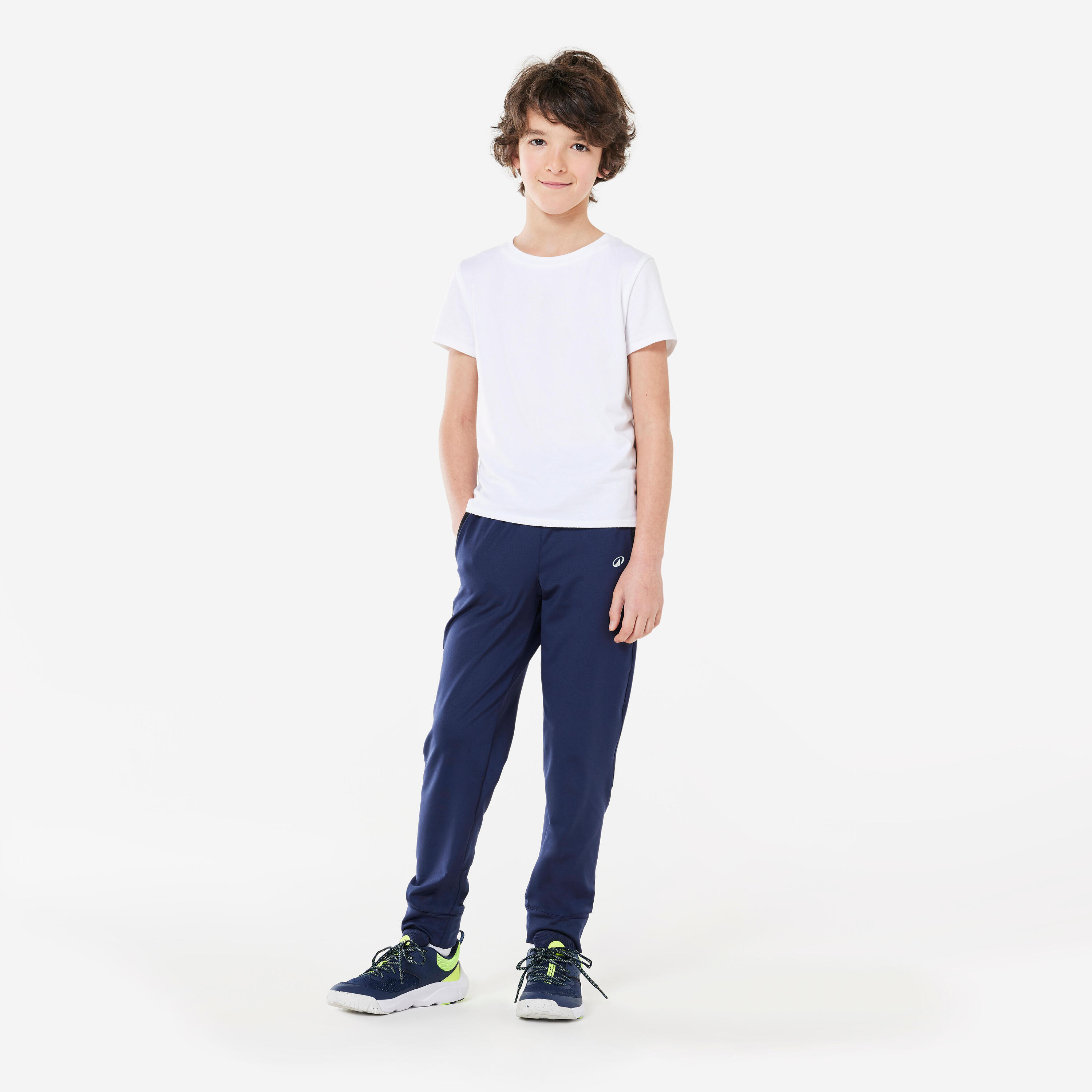 Pantaloni tuta bambino ginnastica regular fit traspiranti blu 2/6