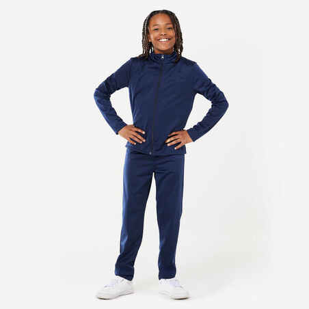 Kids' Synthetic Breathable Tracksuit Gym'Y - Navy Blue