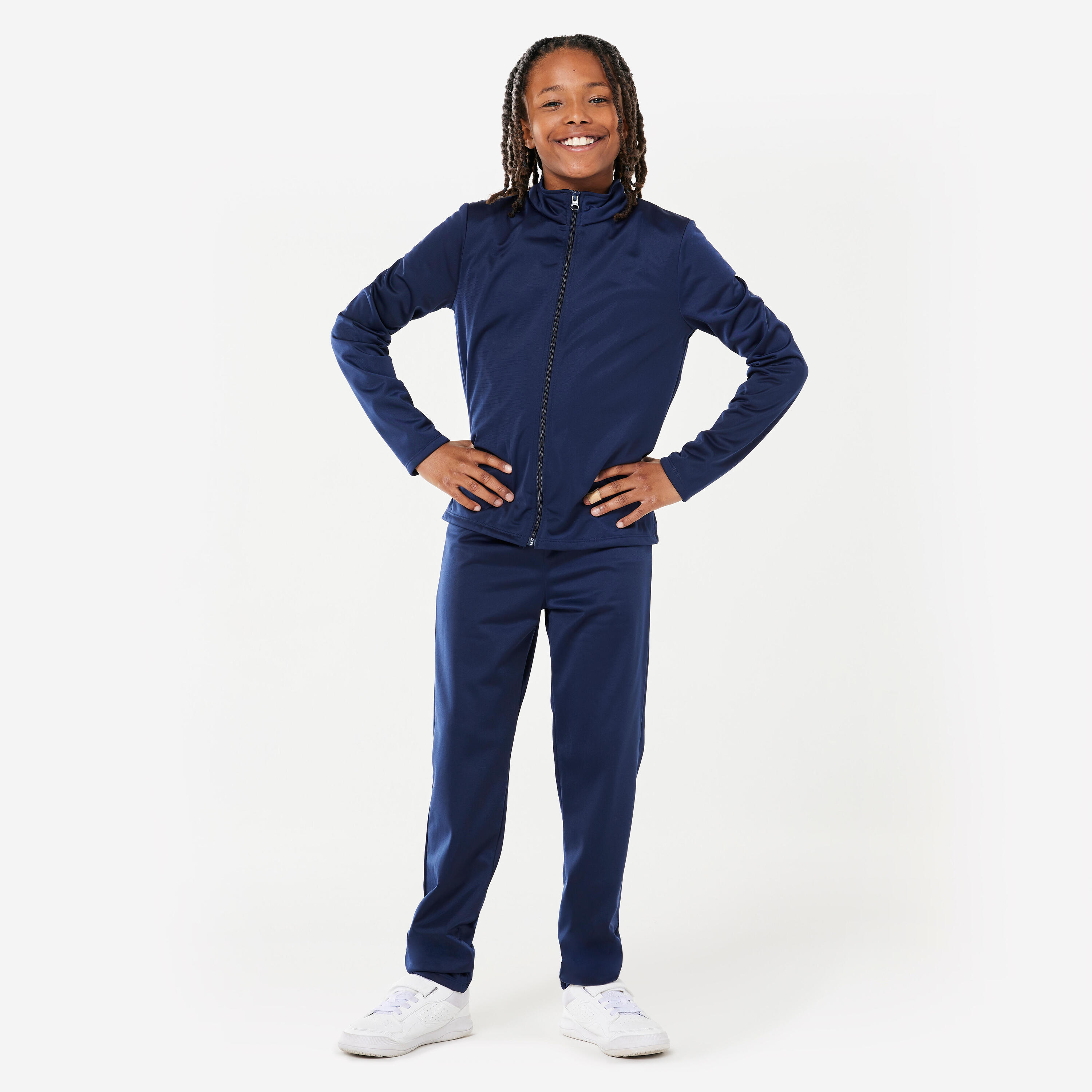 DOMYOS Kids' Synthetic Breathable Tracksuit Gym'Y - Navy Blue