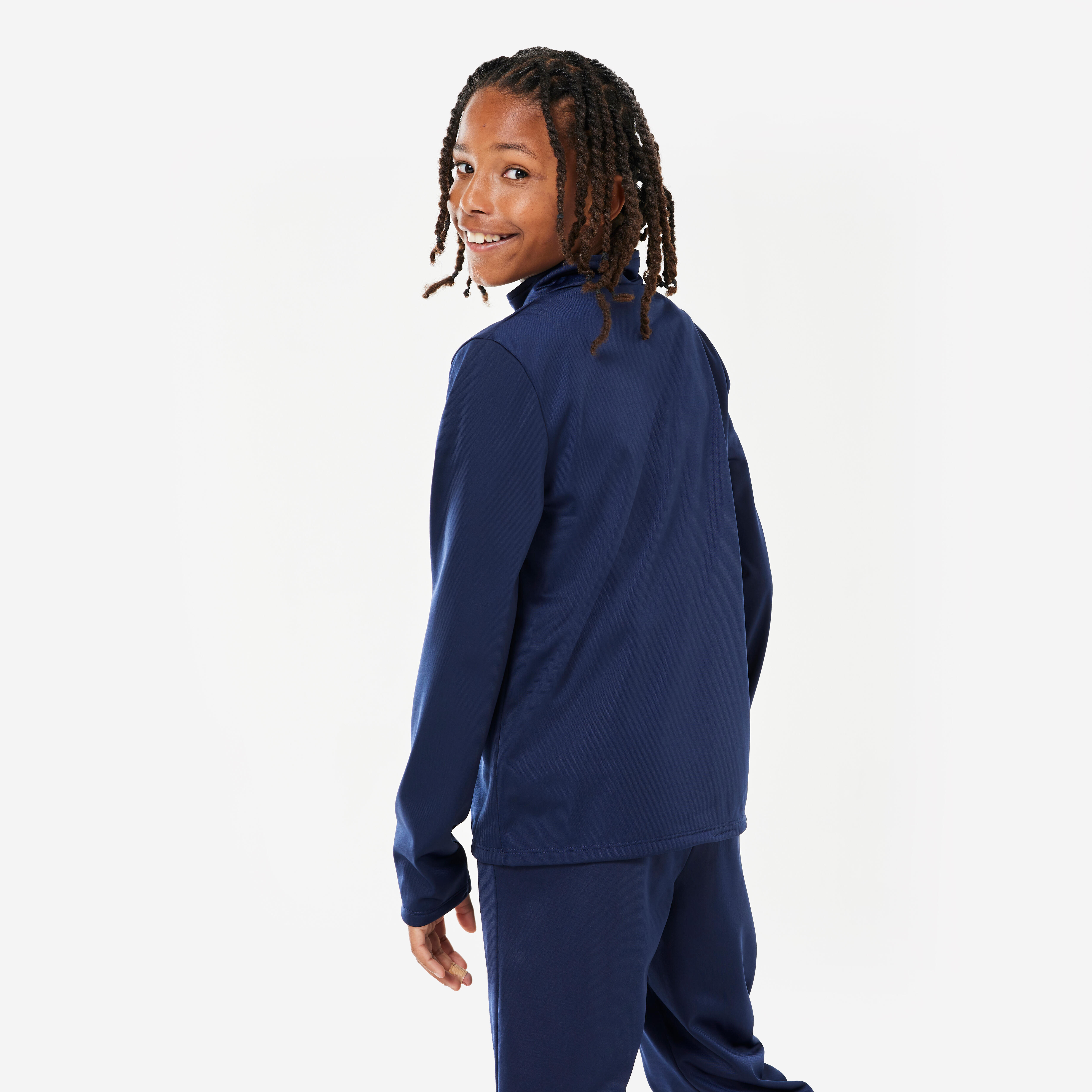Kids' Synthetic Breathable Tracksuit Gym'Y Navy Blue