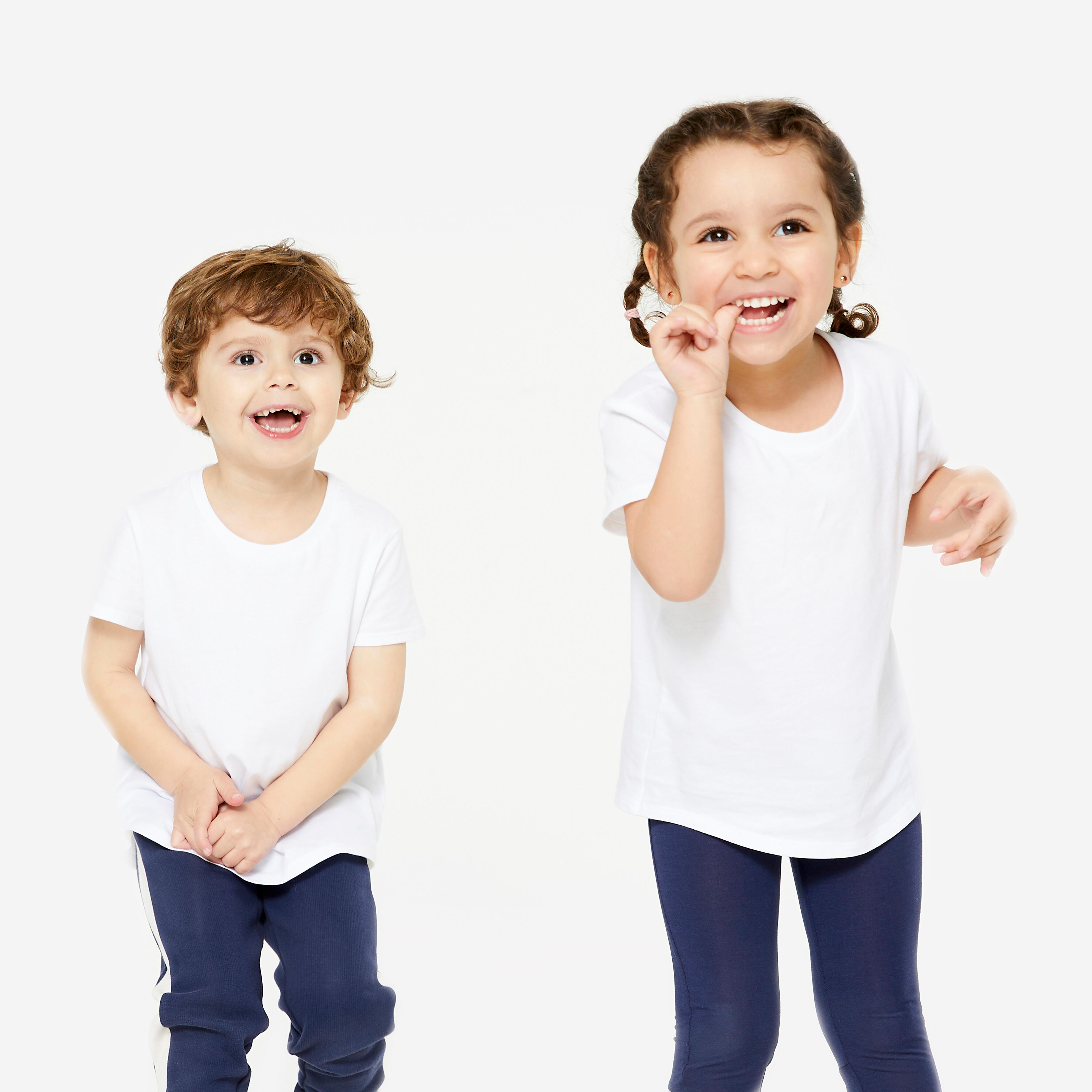 Girls' and Boys' Baby Gym T-Shirt 100 - White