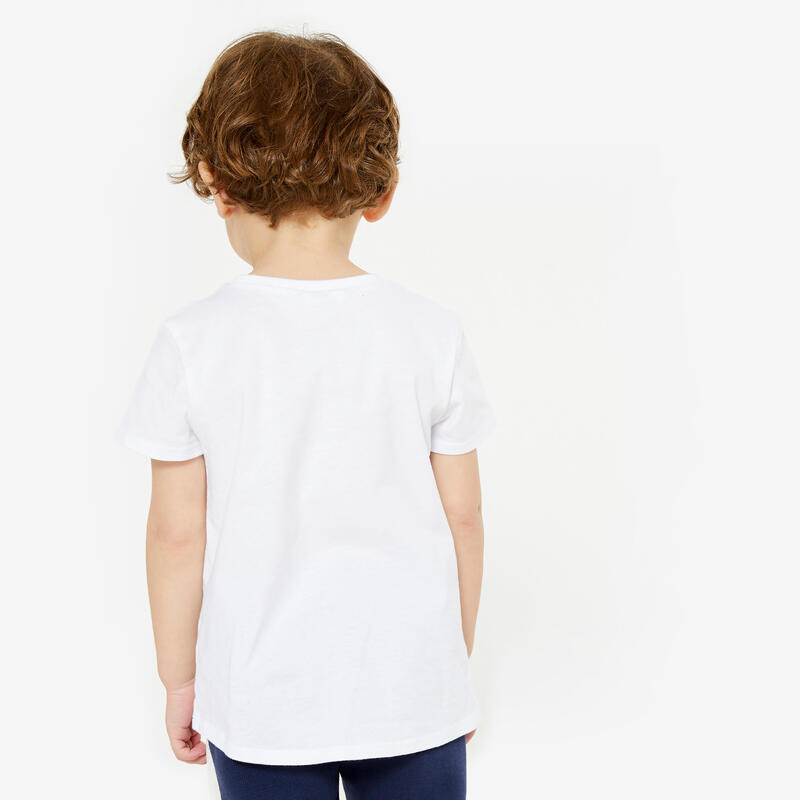 T-shirt bianca bambino ginnastica 100 regular fit cotone da 1 a 5/6 anni