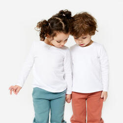 Basic shirt voor kinderen lange mouwen katoen wit