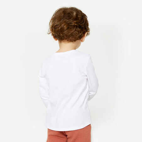 חולצת טי ארוכה דגם 100 לתינוקות/ילדים - לבן