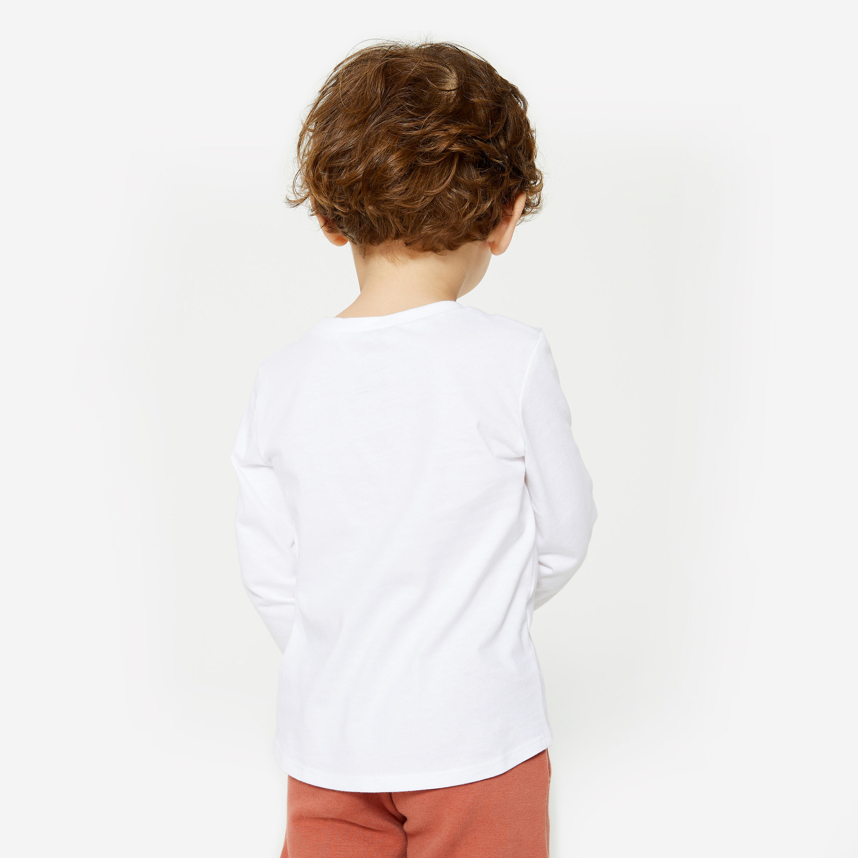 Kids' Basic Cotton Long-Sleeved T-Shirt - White 4/5