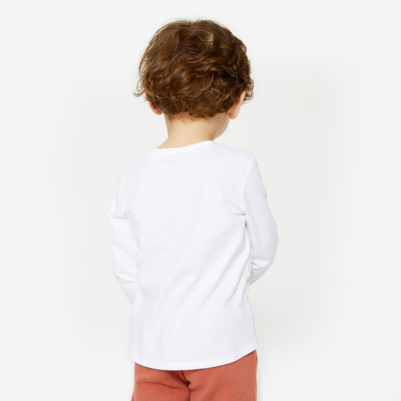 Basic shirt voor kinderen lange mouwen katoen wit