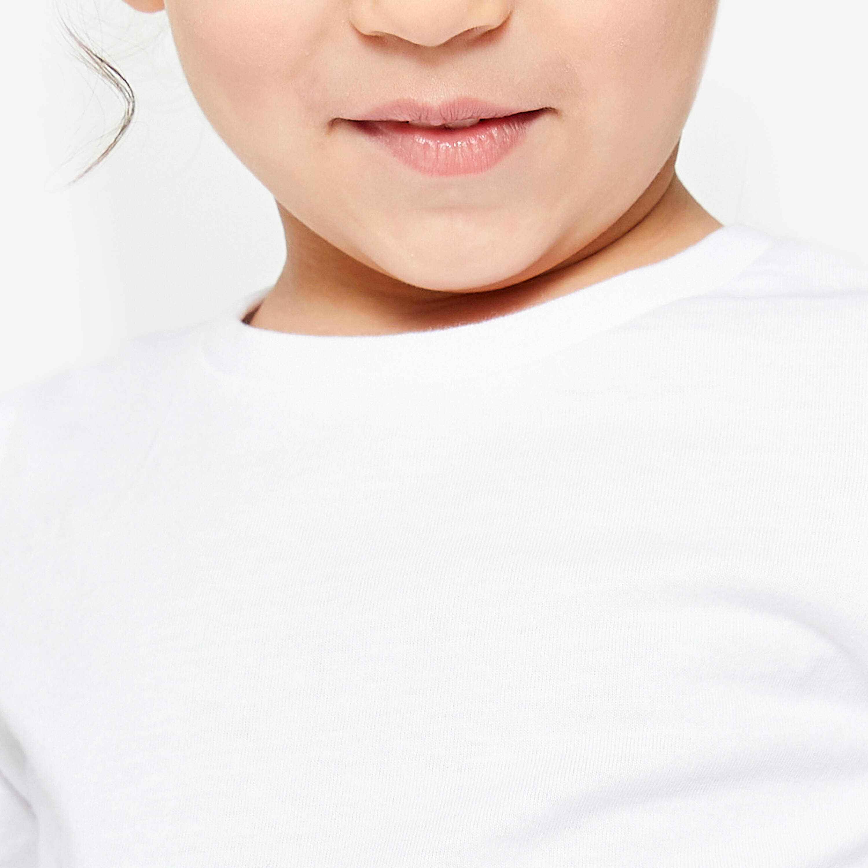 Kids' Basic Cotton Long-Sleeved T-Shirt - White -  3