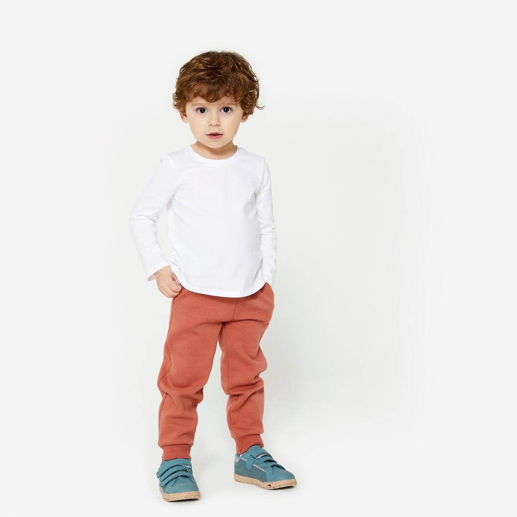 Kids' Long-Sleeved Cotton T-Shirt Basic - Navy Blue with Pattern